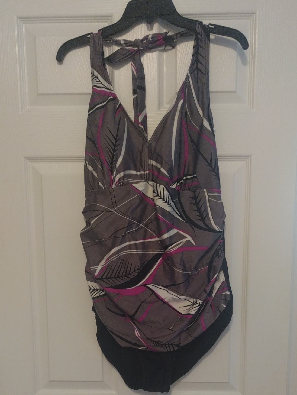 Ingear Gray Pink Patterned One-Piece Swimsuit